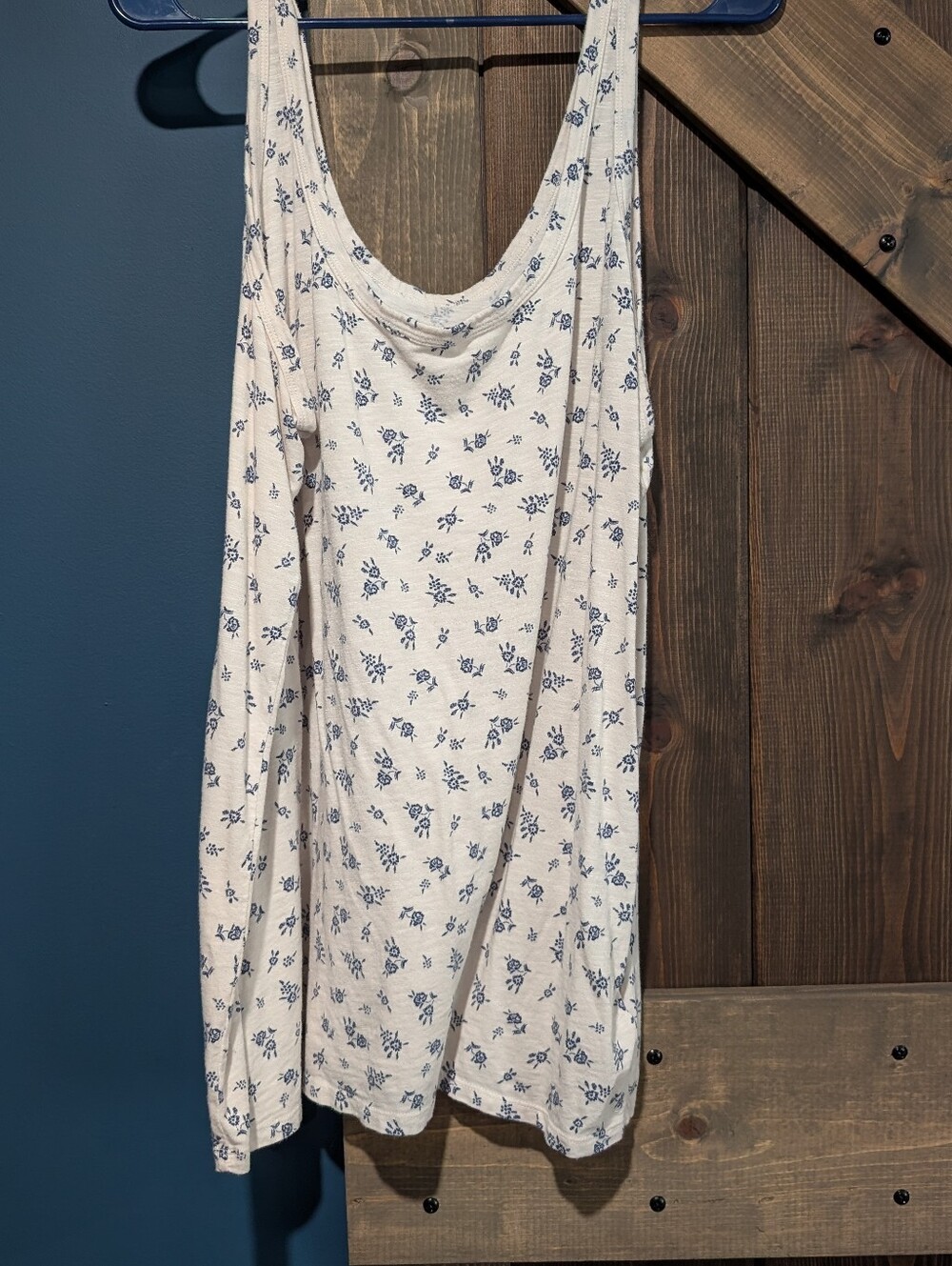 torrid Cream Tank with Blue Floral Print
